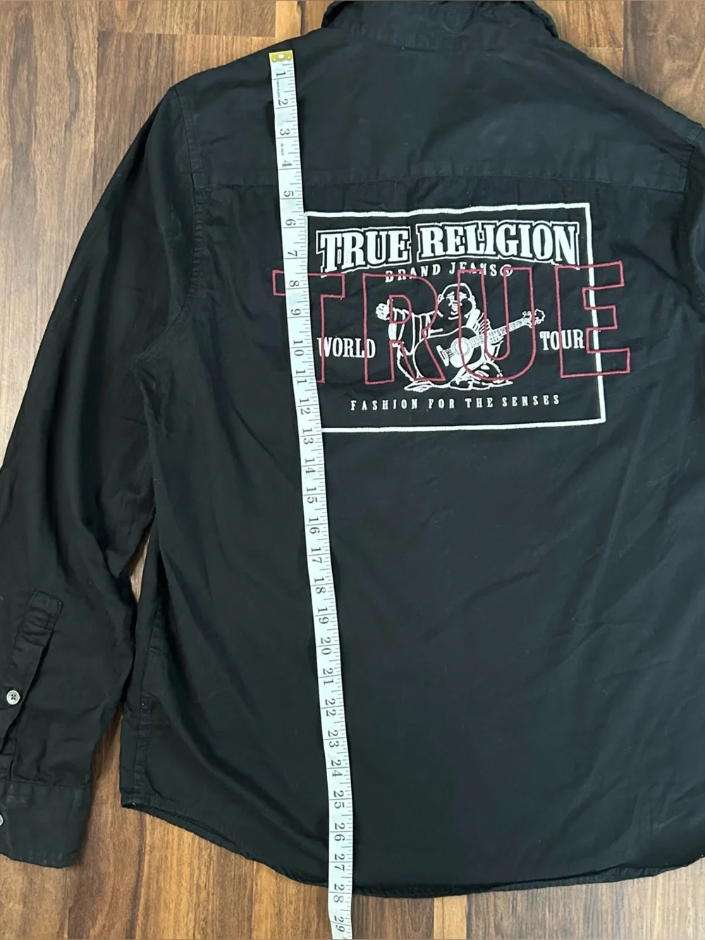 True Religion Black Graphic Button-Up Shirt